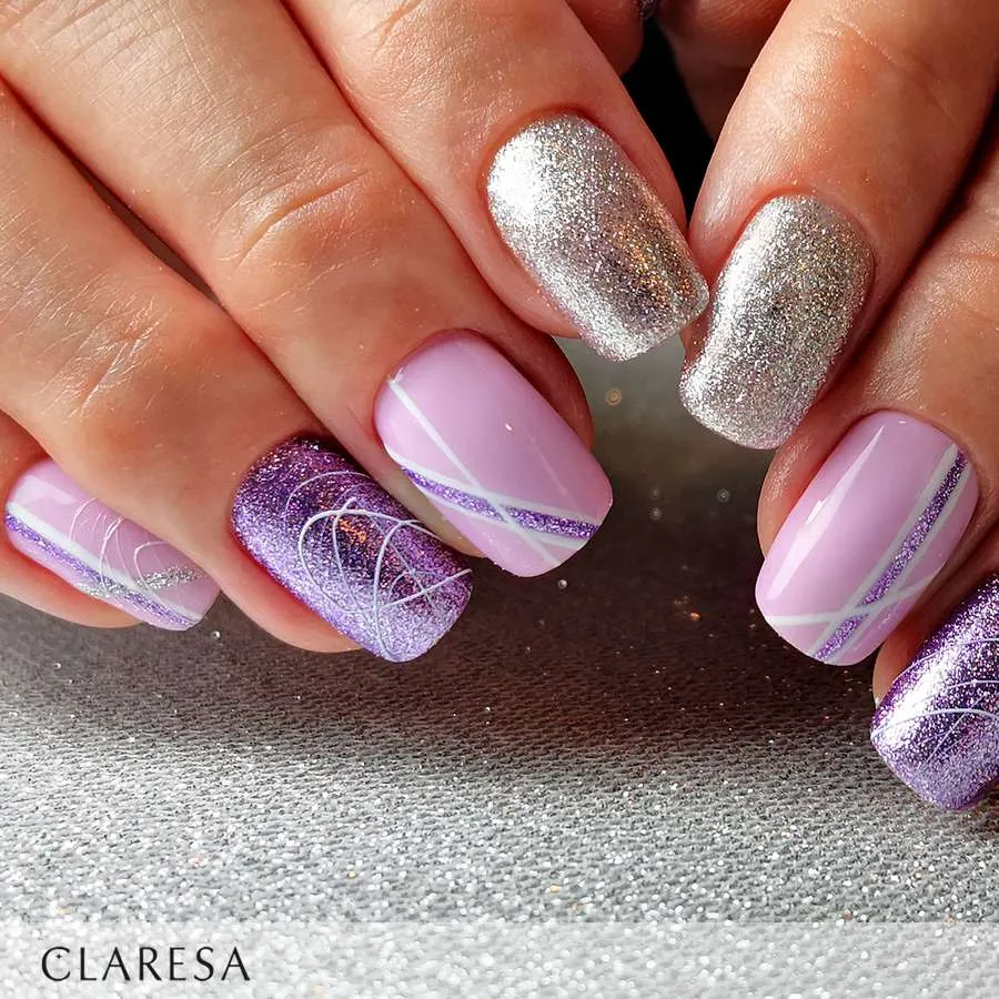 foto claresa manicura 512 spider gel white full glitter 6