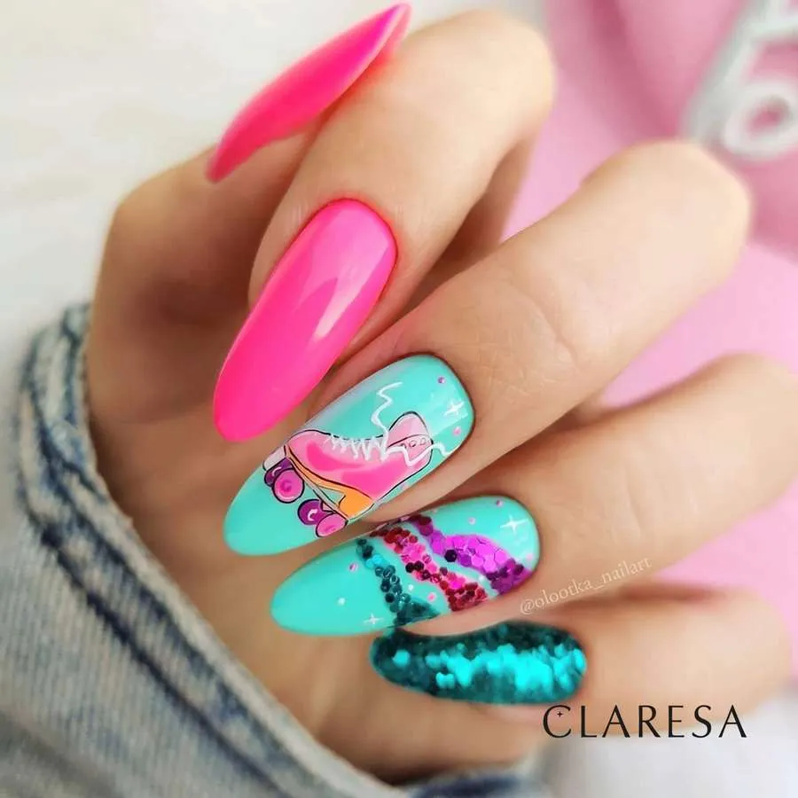 foto claresa manicura neon 2 candy 10 disco purple blue lagoon claret