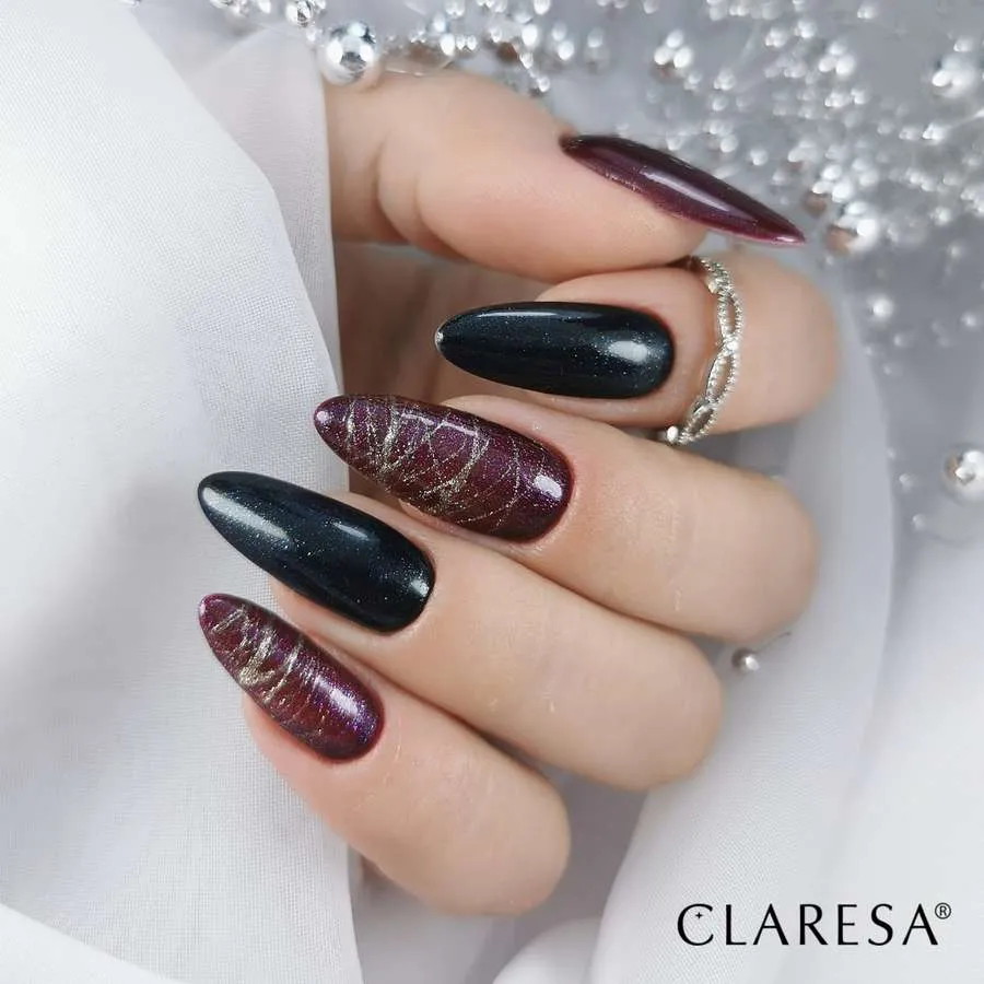 foto claresa manicura spider gel silver galaxy black red