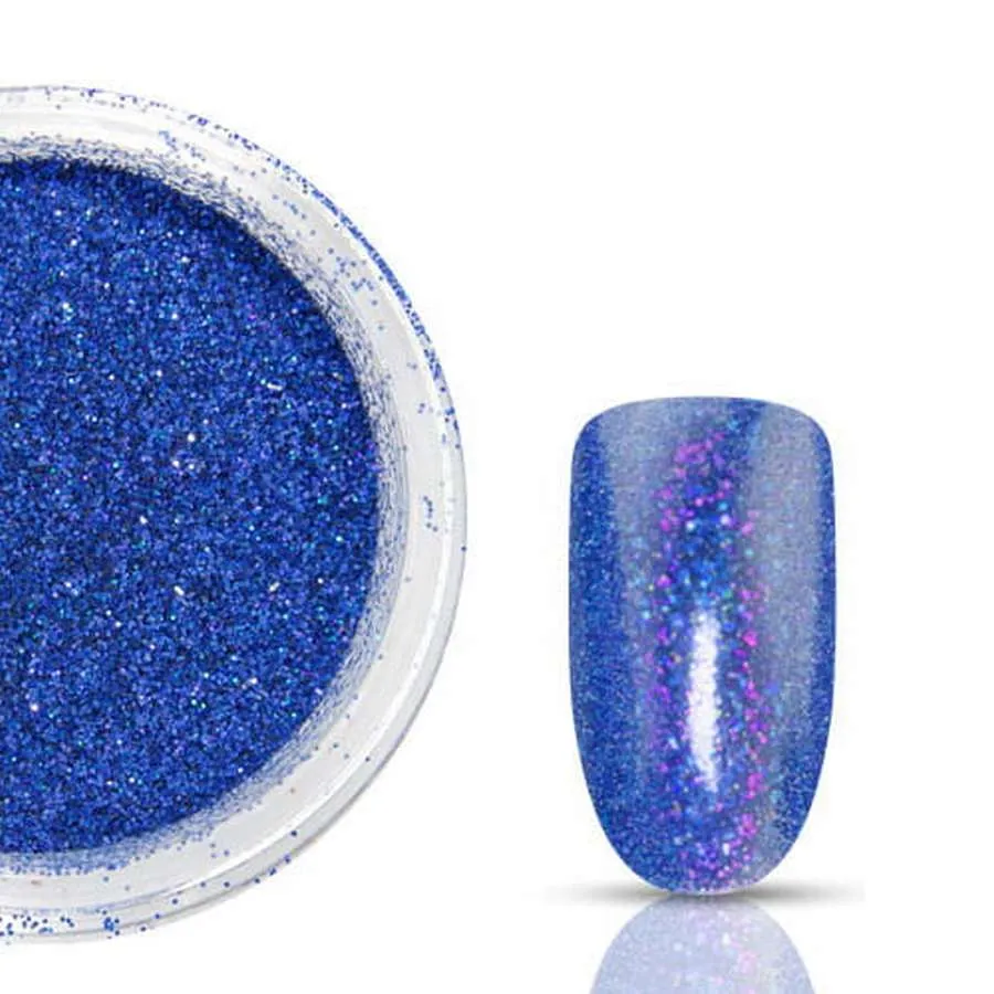 foto decoracion de uñas holo dark blue claresa