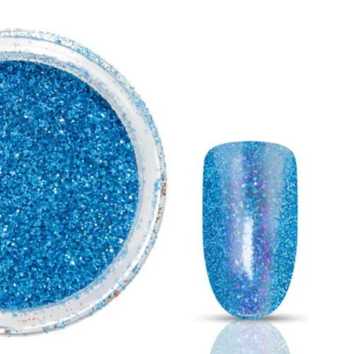 foto decoracion de uñas holo light blue claresa