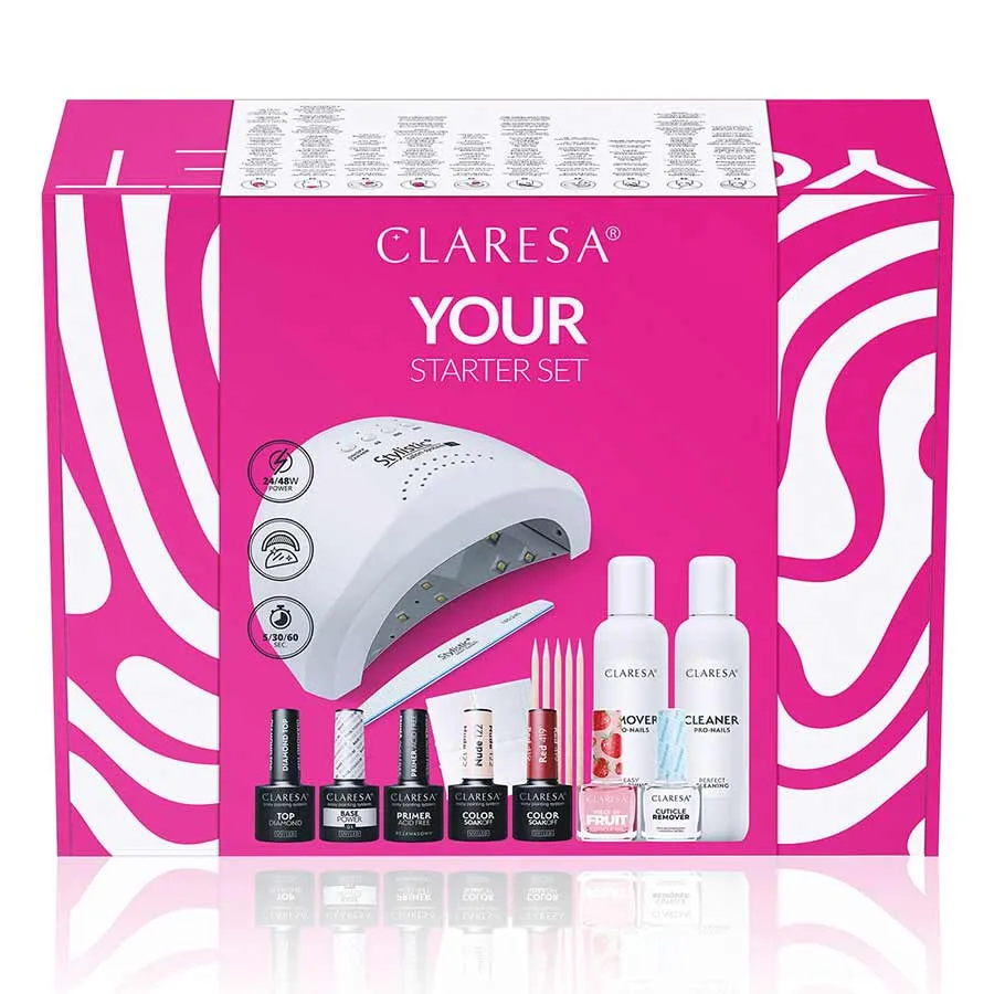 imagen kit completo esmaltado semipermanente con lampara claresa caja